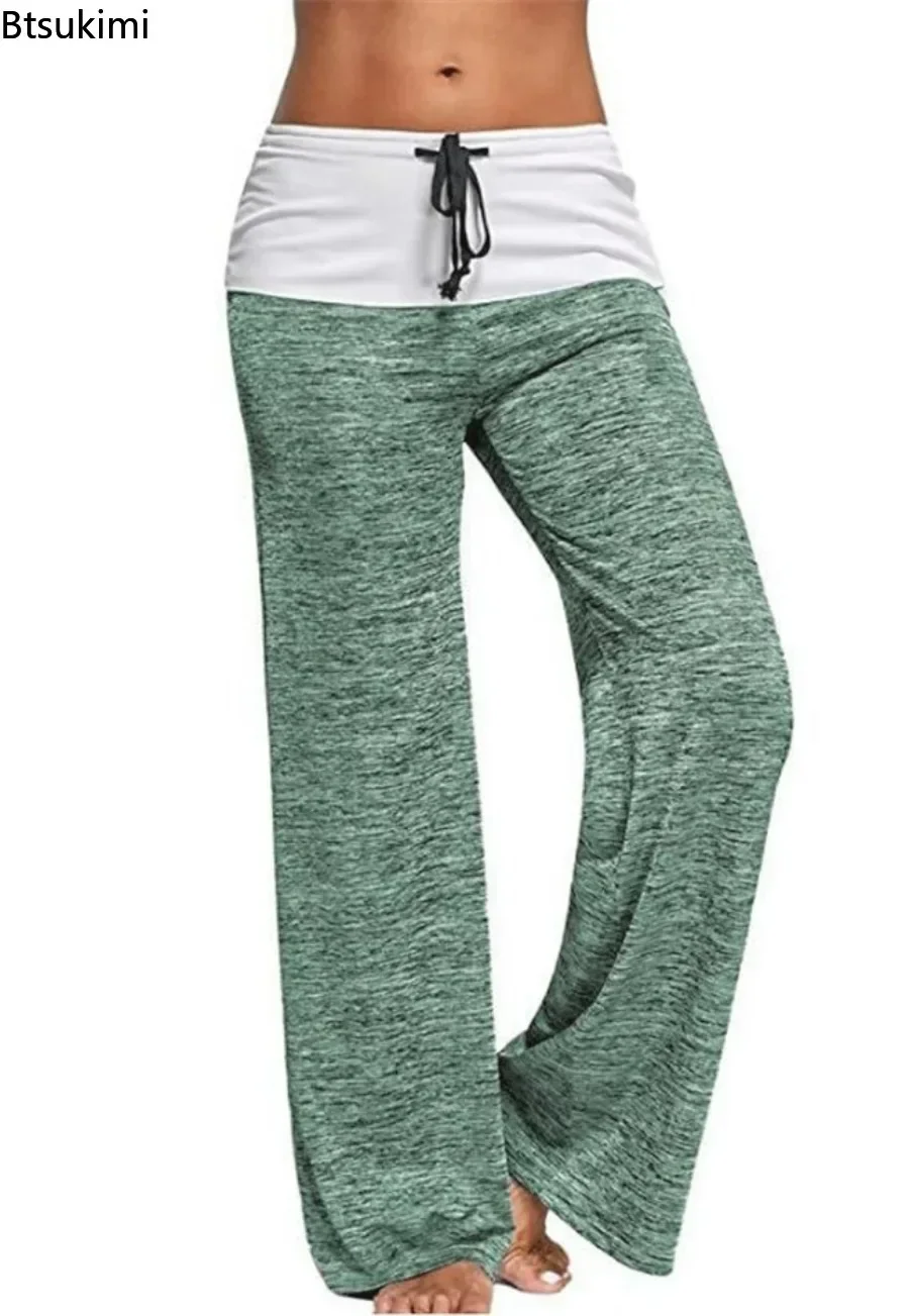 2026 Women's Casual Wide Leg Pants Soft Slim Quick Drying Yoga Trousers Outdoor Sports Pants High Waist Drawstring Joggers Pants
