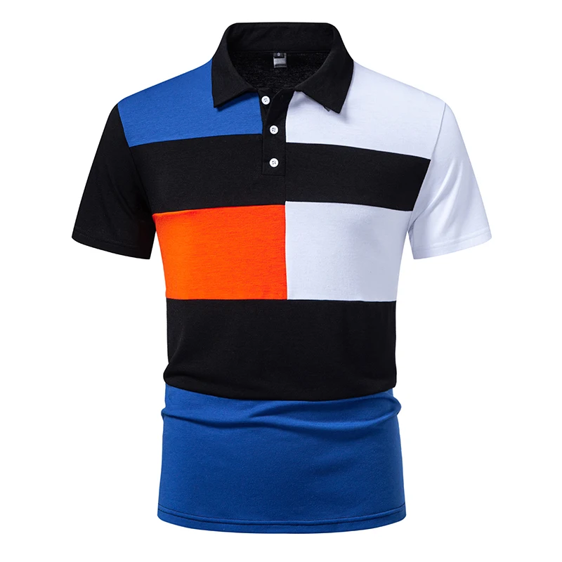 Men Summer Polo T Shirts Short Sleeve Tops Polo Tees Shirts Combination Colour Turndown Collar Solid Polo T shirt Tshirts T9