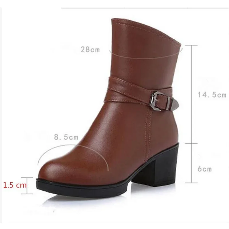 TIMETANG Markowe buty damskie Ciepłe wełniane buty śniegowe Plus Size Oryginalne skórzane buty damskie nowe buty zimowe Buty w rurce