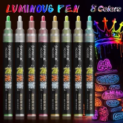 8 Colors Set Fluorescent pen Glows At Night Highlighter Pen Markers Christmas Painting Pastel Drawing Pen Supplies Stationery