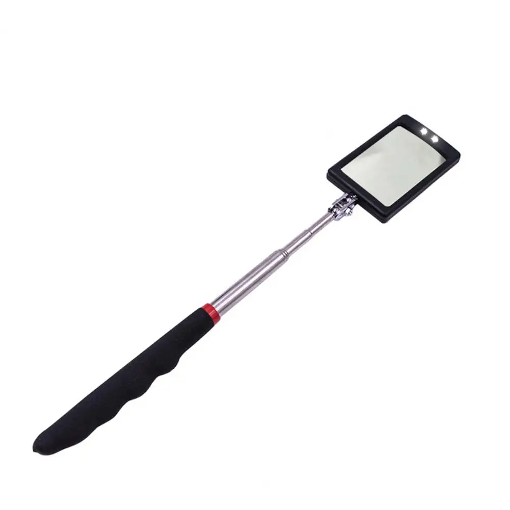 Inspection Mirror with LED Light 360-degree Rotation Telescopic Rod Folding Rectangle Mirror Detection Universal Car Engine Chas