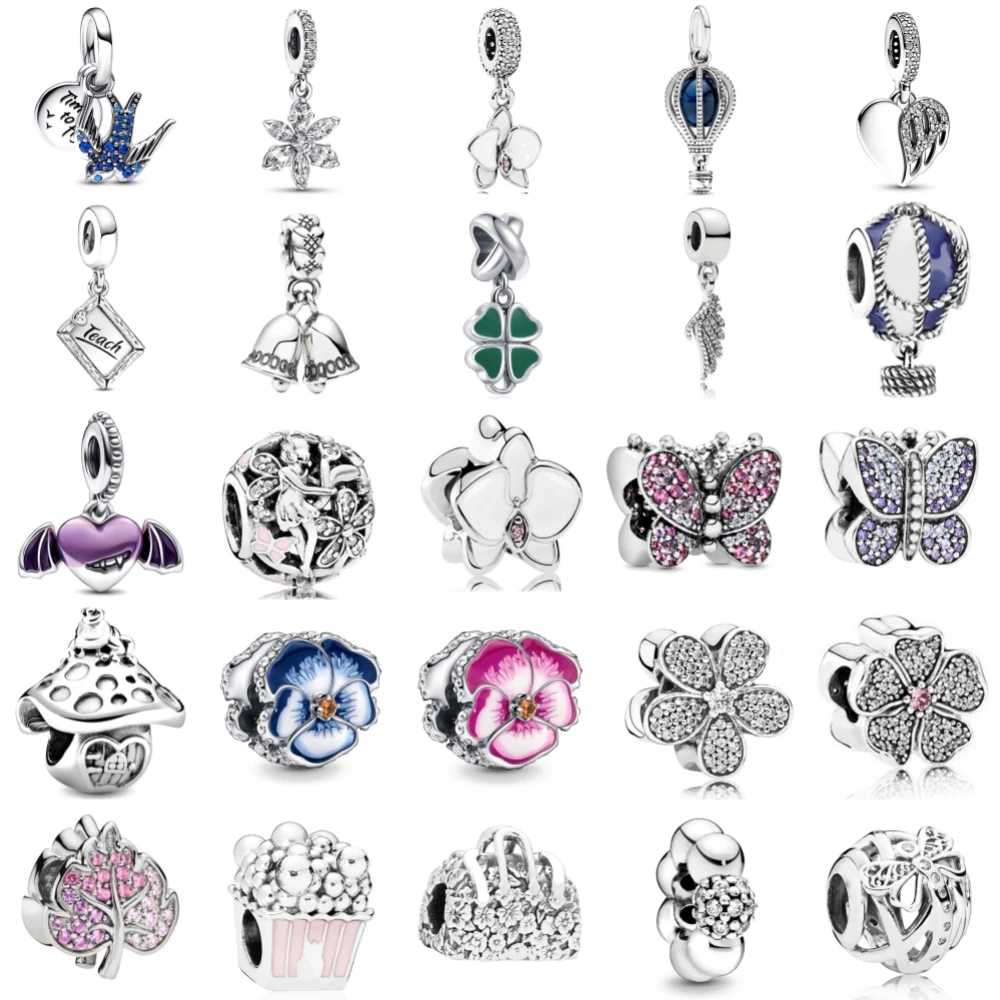 New 925 Sterling Silver Butterfly Flower Bell Charm Of Ley 925 Chain Bead Fit Original Bracelet Accessories DIY Ladies Jewelry