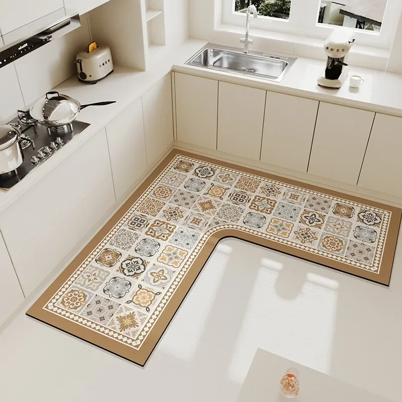 

Carpet for Kitchen Floor Mat Absorbent Non-slip Area Rugs Soft Diatom Mud L-shaped Home Decoration Rug Alfombra De Cocina 주방 깔개