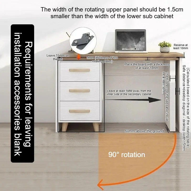 Multi Functional Heavy-duty Rotating Table Accessories for Ooffice Bars Desks and 90°Rotation Dining Table Countertop Connectors