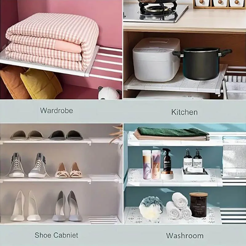 Expandable Divider Punch-free Retractable Layers Board for Wardrobe Storage Kitchen and Bathroom Shelf Dormitory Dividers