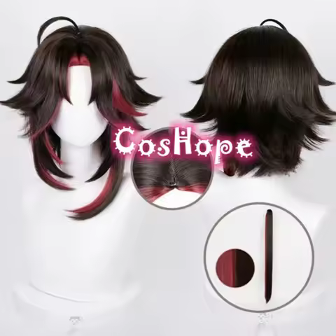 Red Xiao Cosplay Wig Red Mixed Brown Wig Cosplay Anime Cosplay Wigs Heat Resistant Synthetic Wigs Halloween