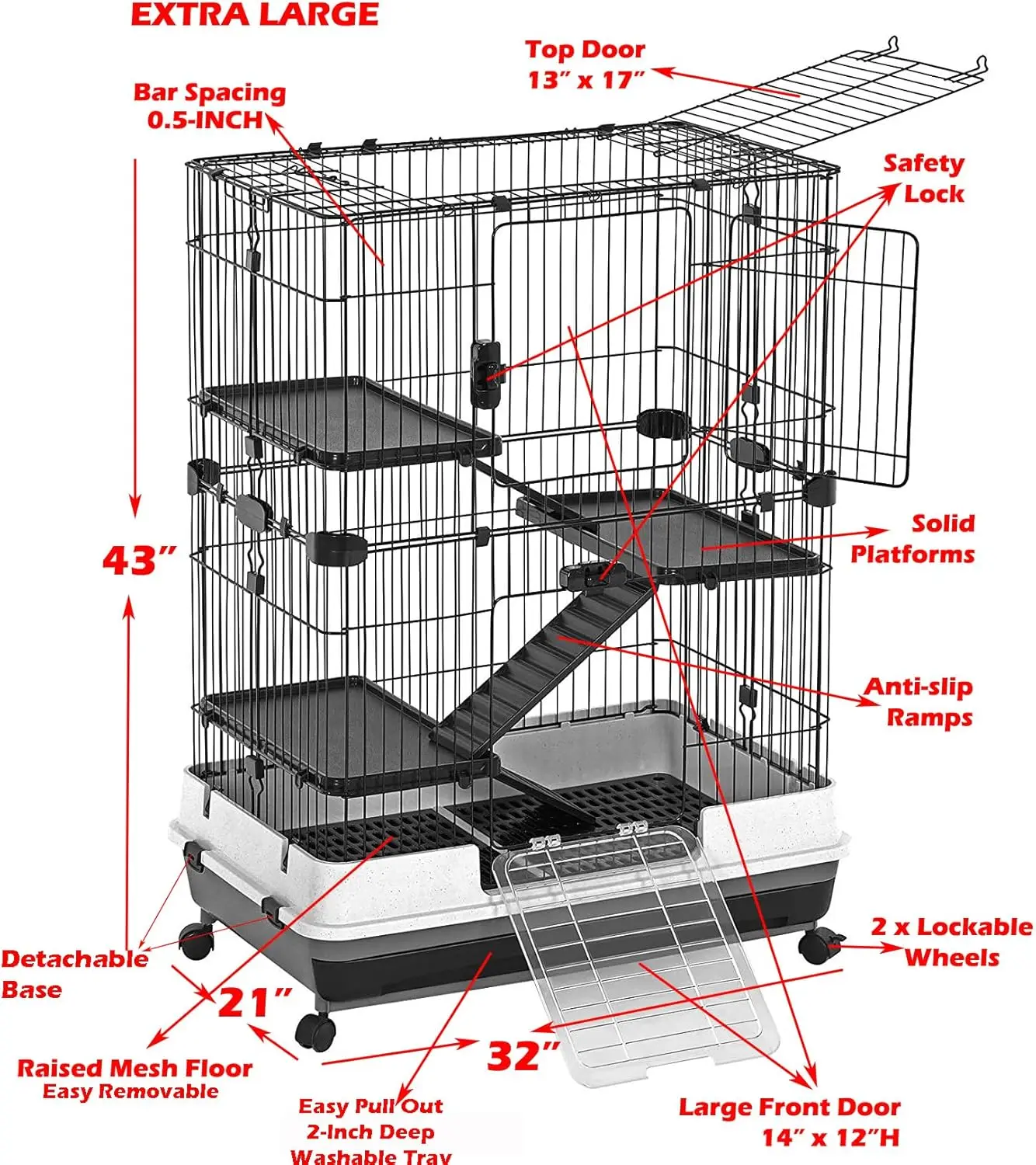 Outdoor Small Animal Pet Habitat Hutch Cage Playpen Guinea Pig Ferret Chinchilla Rabbit Bunny Cat Kitten Solid Platform