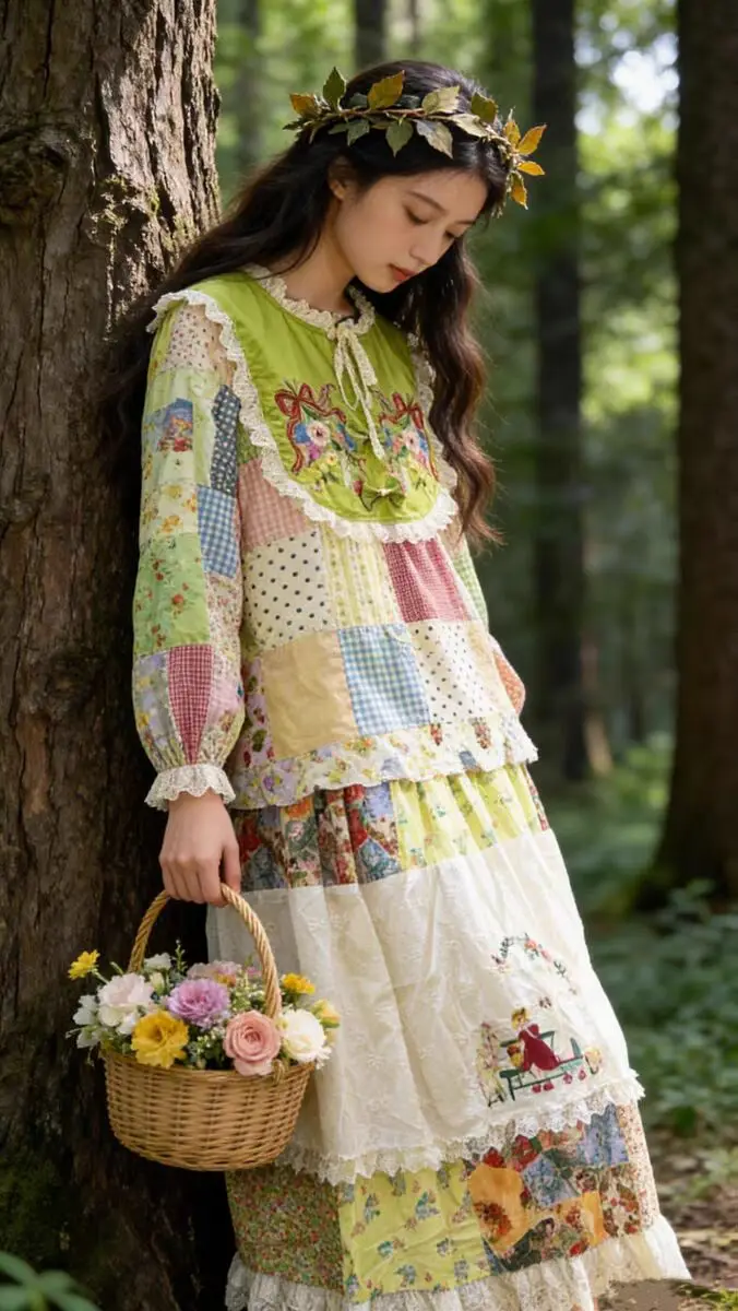 

Весенне-осенняя винтажная хлопковая длинная юбка в стиле пэчворк с японской вышивкой, повседневная, с высокой талией, свободного кроя, А-силуэт, Faldas Mujer