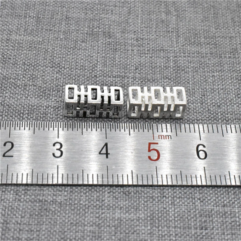 2 Pieces of 925 Sterling Silver Chinese Happiness Spacer Beads 2-sided for Necklace Bracelet
