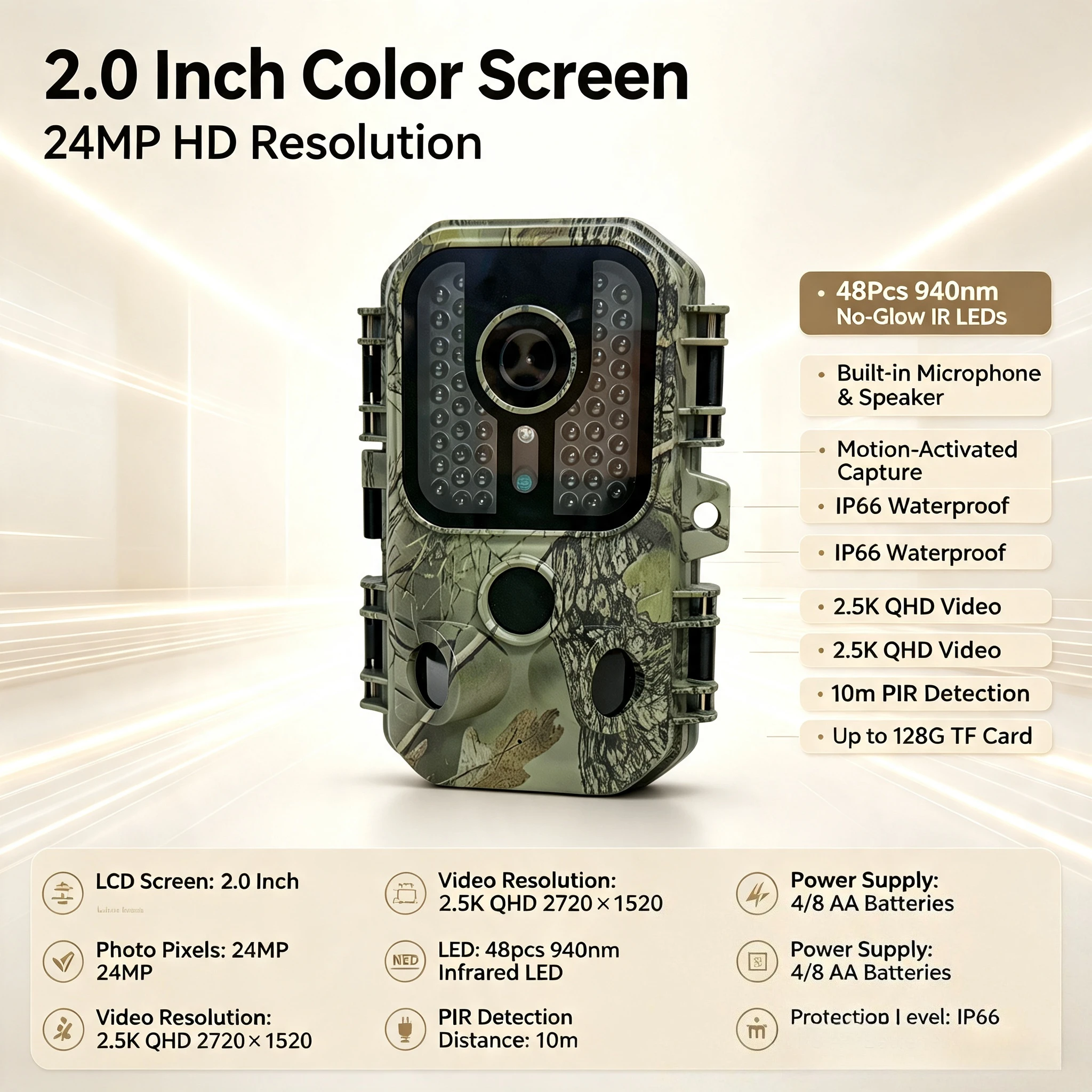 Suntekcam 24MP Hunting Trail Camera, 2.5K FHD Game Cam with 940nm Invisible Night Vision, Waterproof Motion Activated Wildlife