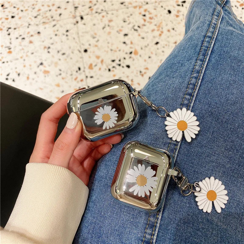 Electroplated Mirror Daisy Pendant Earphone Cover for Apple Airpods Pro2 Case for Airpods 3 3rd Generation AirPod 2 1 Case