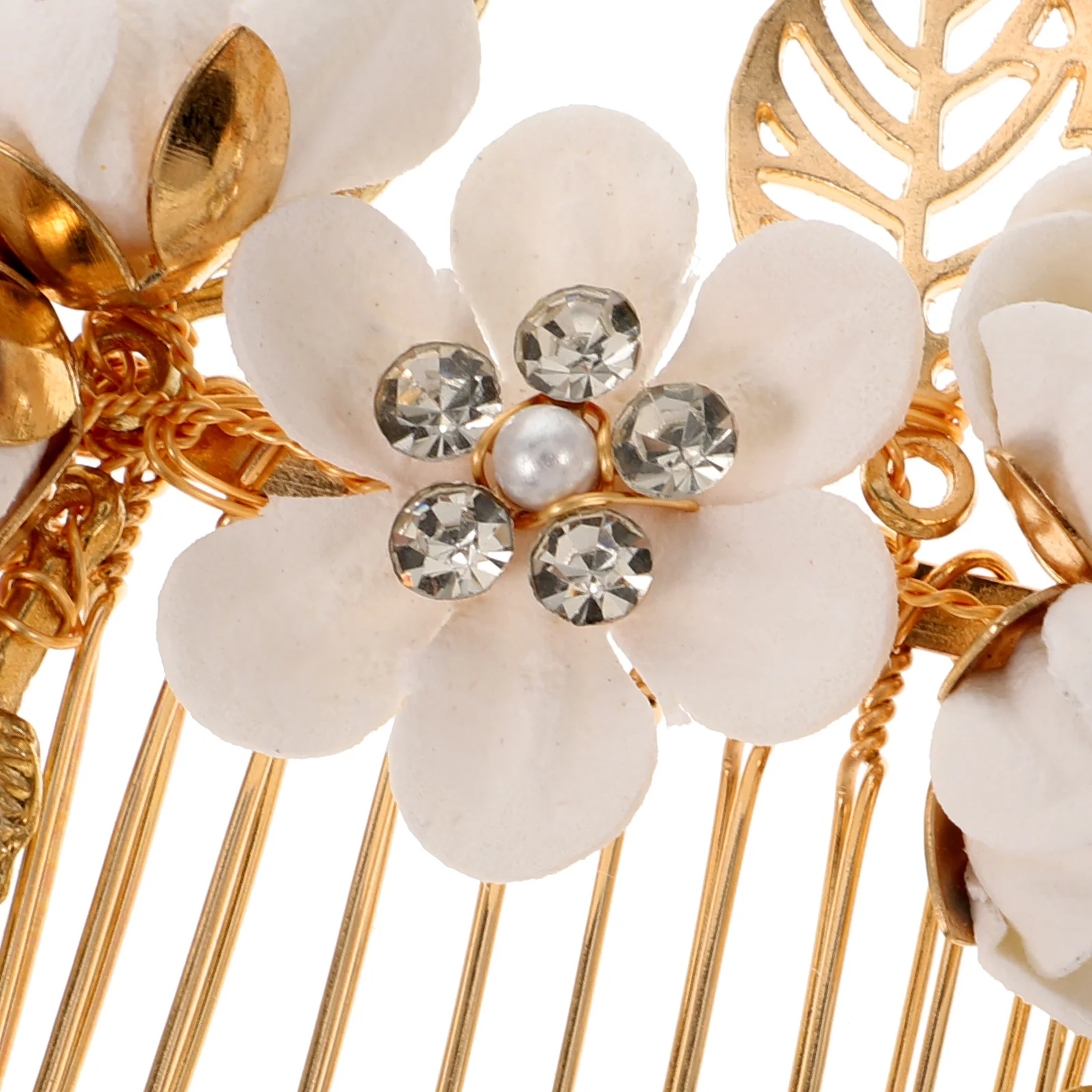 

4pcs Bridal Comb Set Floral Bridal Hair Comb Rhinestone Wedding Headpiece For Bride Bridesmaid Prom Party Accessory White