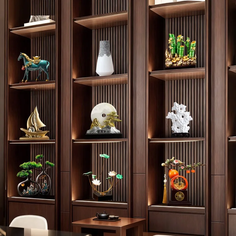 

New Chinese-style office, living room, study ornament, high-end wine cabinet decoration, tea room cabinet, entrance decoration