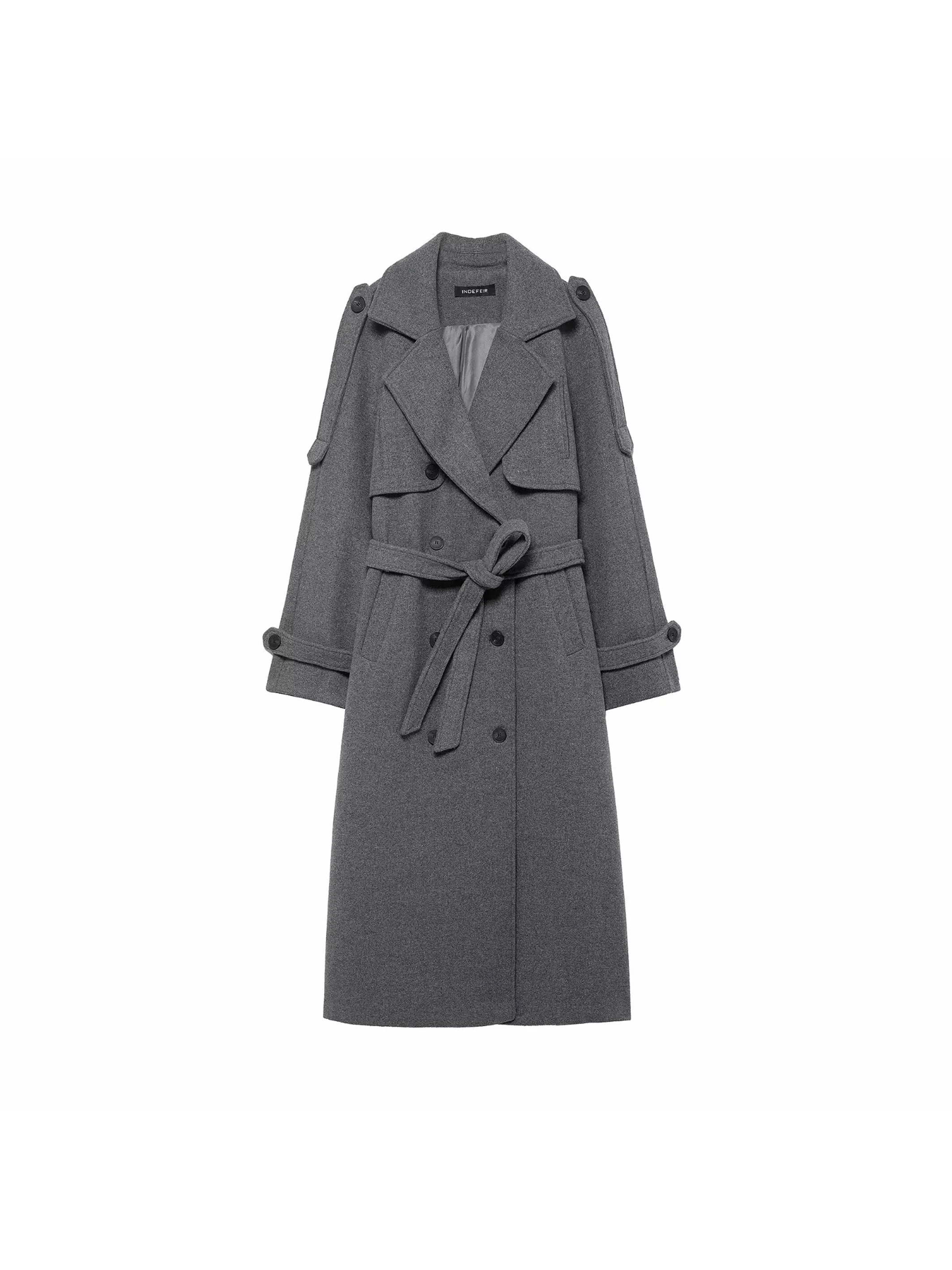 

Women Bomber Jackets Lapel Sashes Double Breasted Long Woolen Lady Full Sleeve Lace Up Coats Autumn Winter Coat New Outerwear