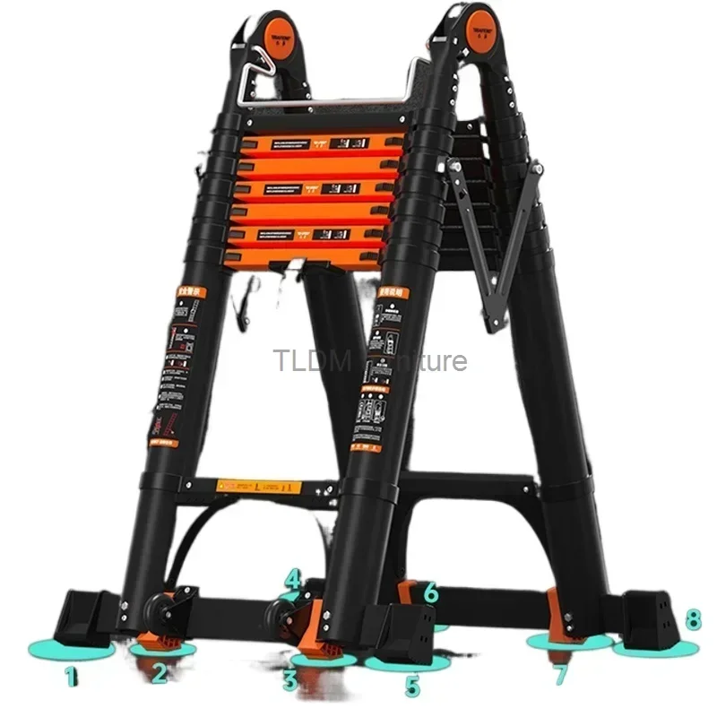 Multifunction Folding Ladder Aluminum Alloy Telescopic Ladder Thickened Herringbone Ladder Portable Lift Engineering