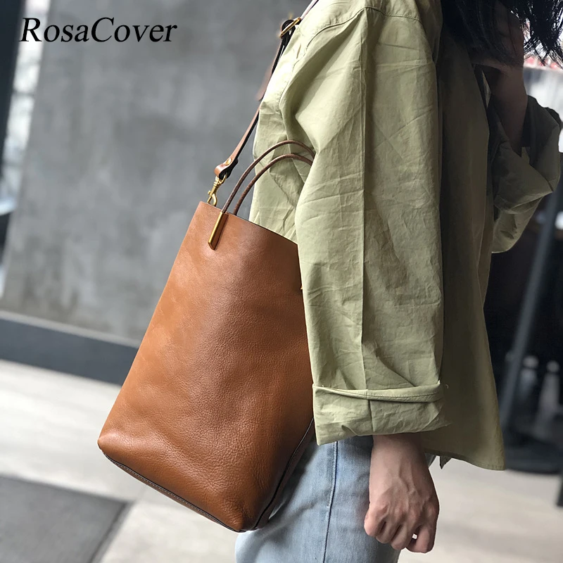 Vintage Simple Genuine Leather Women Bag 2024 New Retro Nature Soft Cowhide Handbag Versatile Composite Bag Shoulder Bags