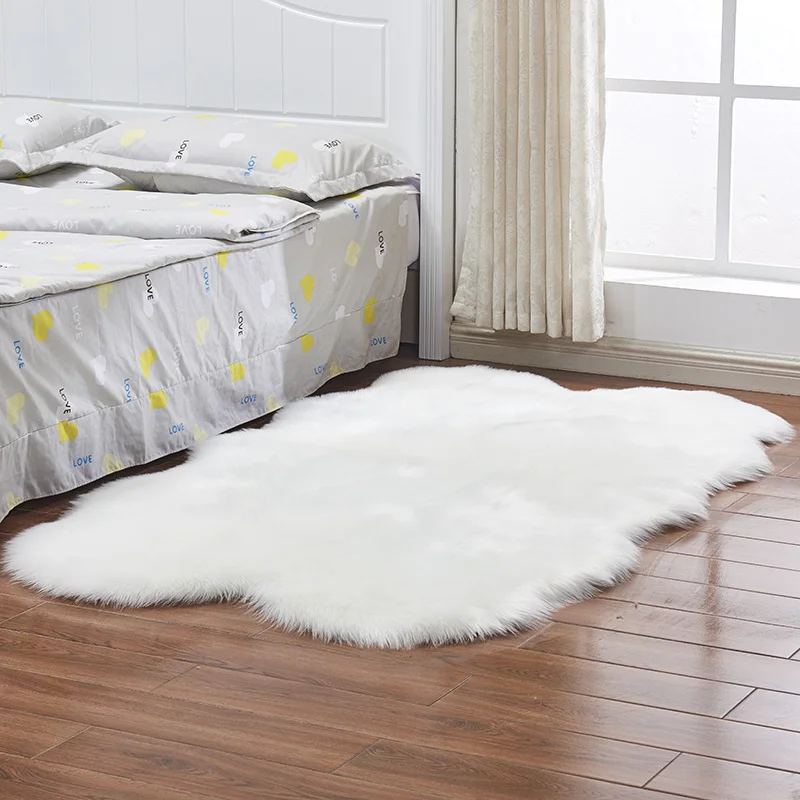 Soft Fluffy Fur Sheepskin Rug, White 180x110CM