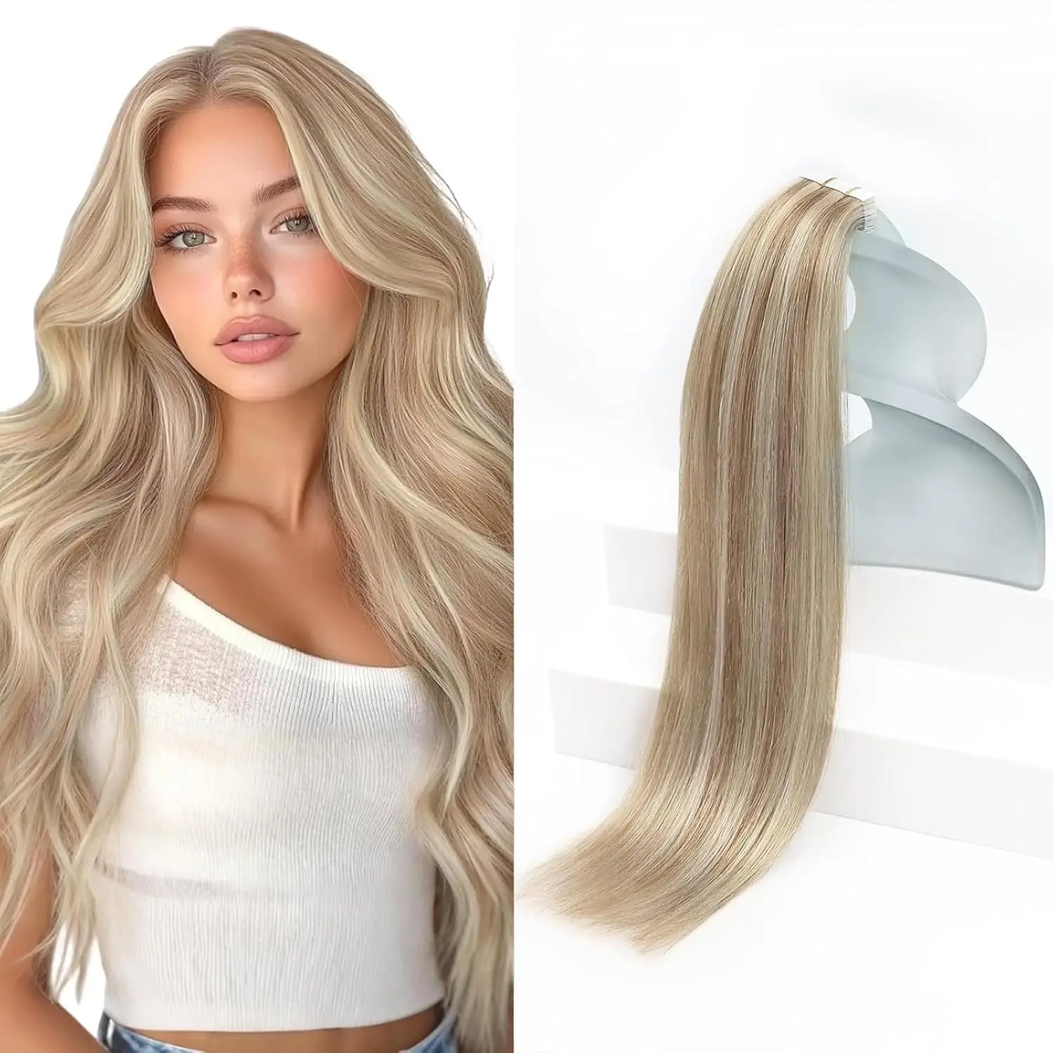 

Накладные волосы Jessie's Wig: светлые, на ленточной основе, из натуральных волос, пепельно-русые с мелированием, осветленные блонд-оттенки