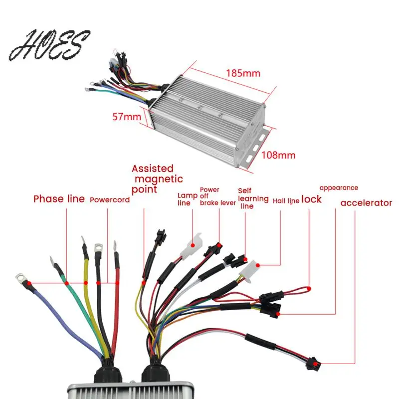 

HOES-S966 ЖК-дисплей для электрического велосипеда + 48 В-72 В/60 А, 18-трубный синусоидальный контроллер, ЖК-панель для электронного скутера для горного Ebike, черный