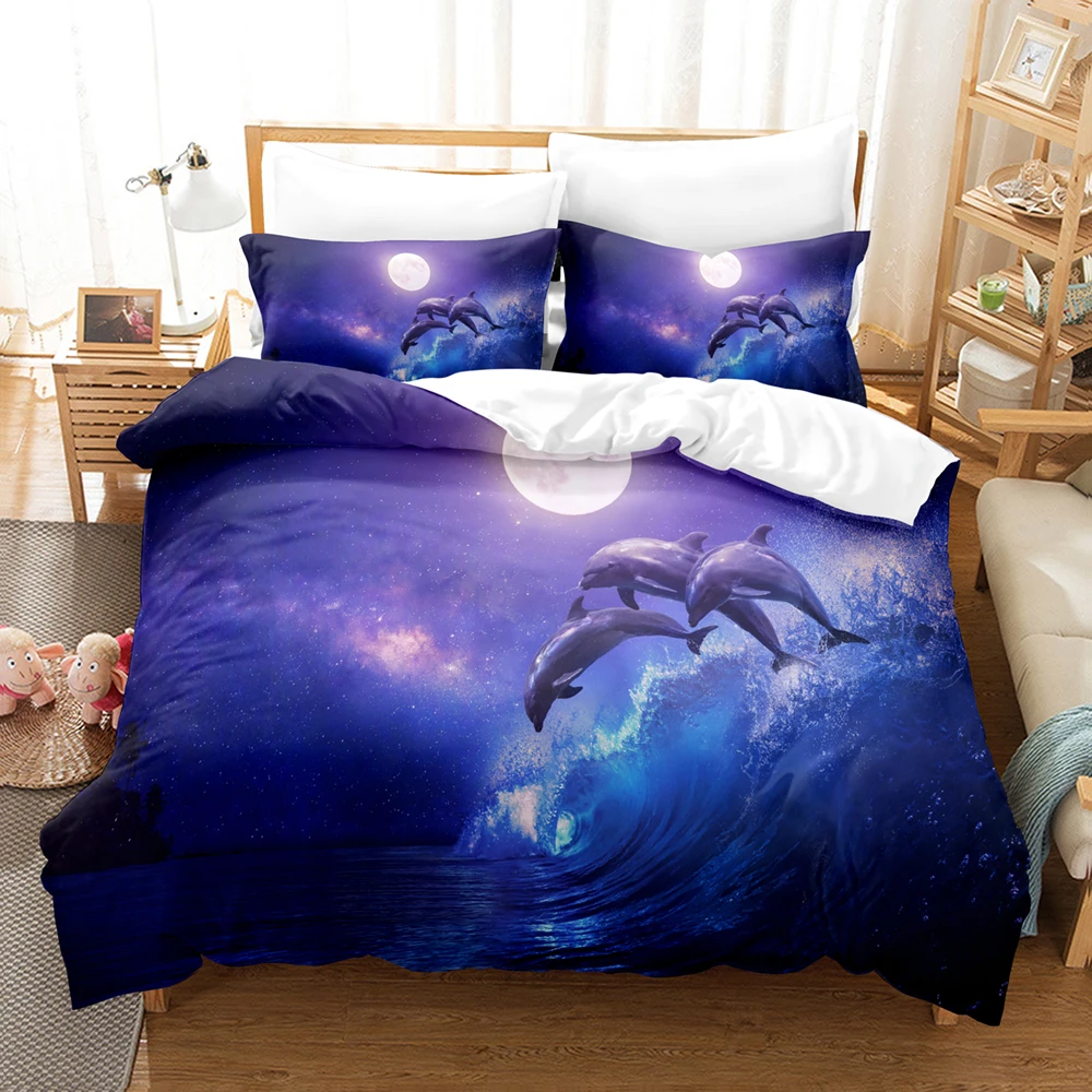 

3DThe DolphinsBedding Sets Duvet Cover Set With Pillowcase Twin Full Queen King Bedclothes Bed Linen