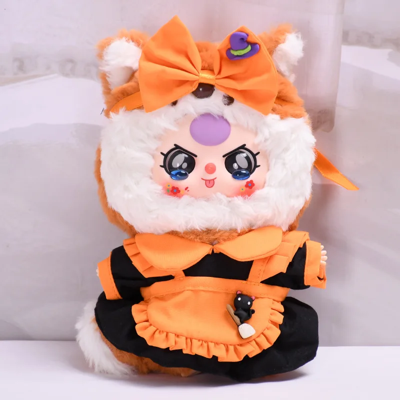 

For 20cm Baby Three Doll Clothes Three Generation Blind Box For 16cm Upsetduck Doll Clothes Halloween Maid Strap Skirt Dress Up