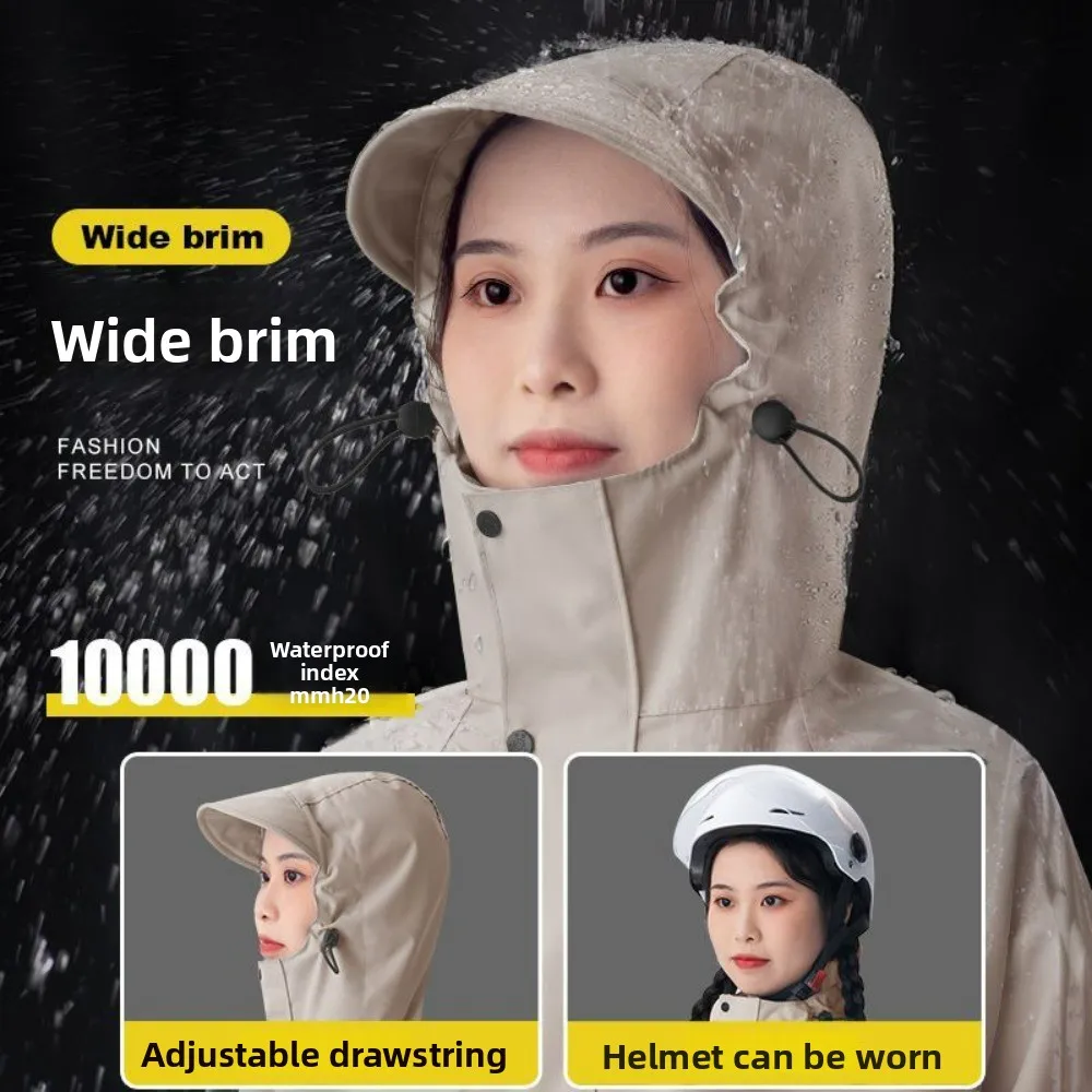 Oversized Long Rain Poncho for Adults Windproof Human-Vehicle Separated Waterproof Rainwear for Electric Bikes Riding