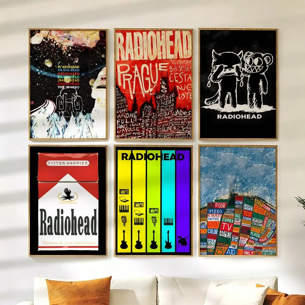 Band R-Radiohead Poster Wall Stickers HD Painting Self Adhesive Art Decals for Bedroom Living Room Home Decor