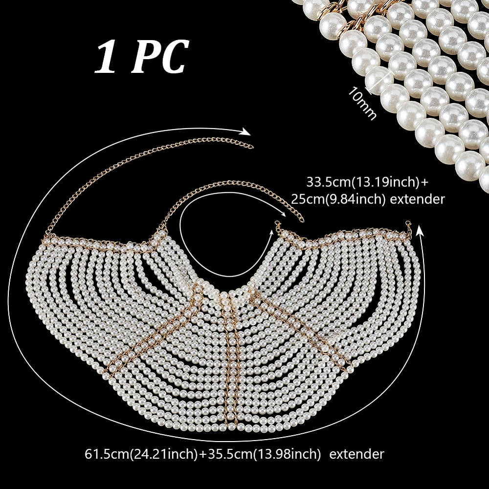 Pearl Body Chain Shoulder Necklaces Bra Chain Beaded Arm Chains Body Jewelry Summer Beach Bikini Shoulder Harness Wedding Party