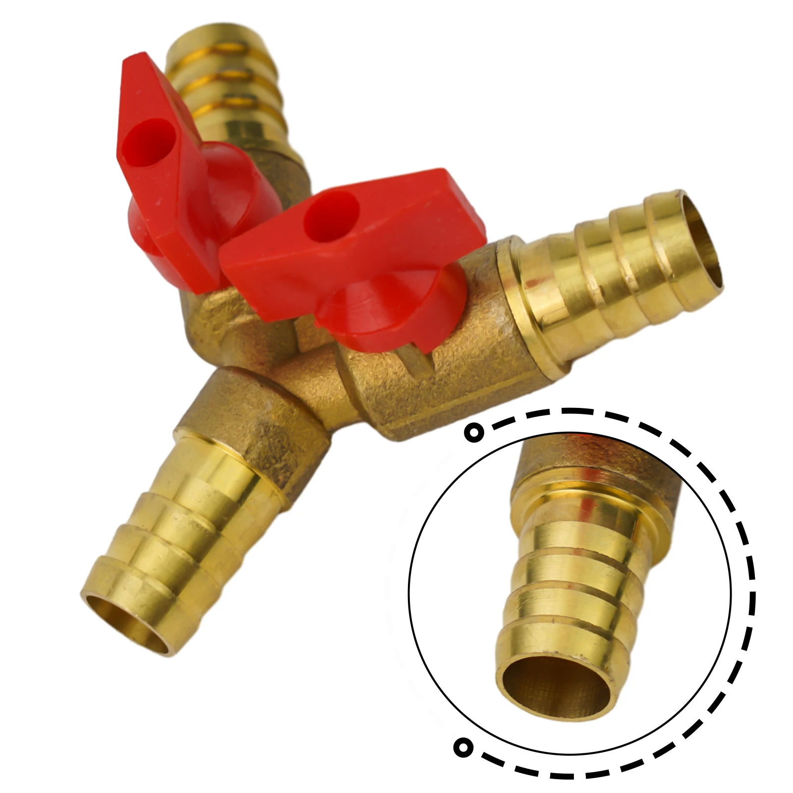 12mm Interface Hose Y Shape 3-Way Brass Shut Off Ball Valve Water Pipe Plumbing Fittings Adapter For Fuel Air Water Gas