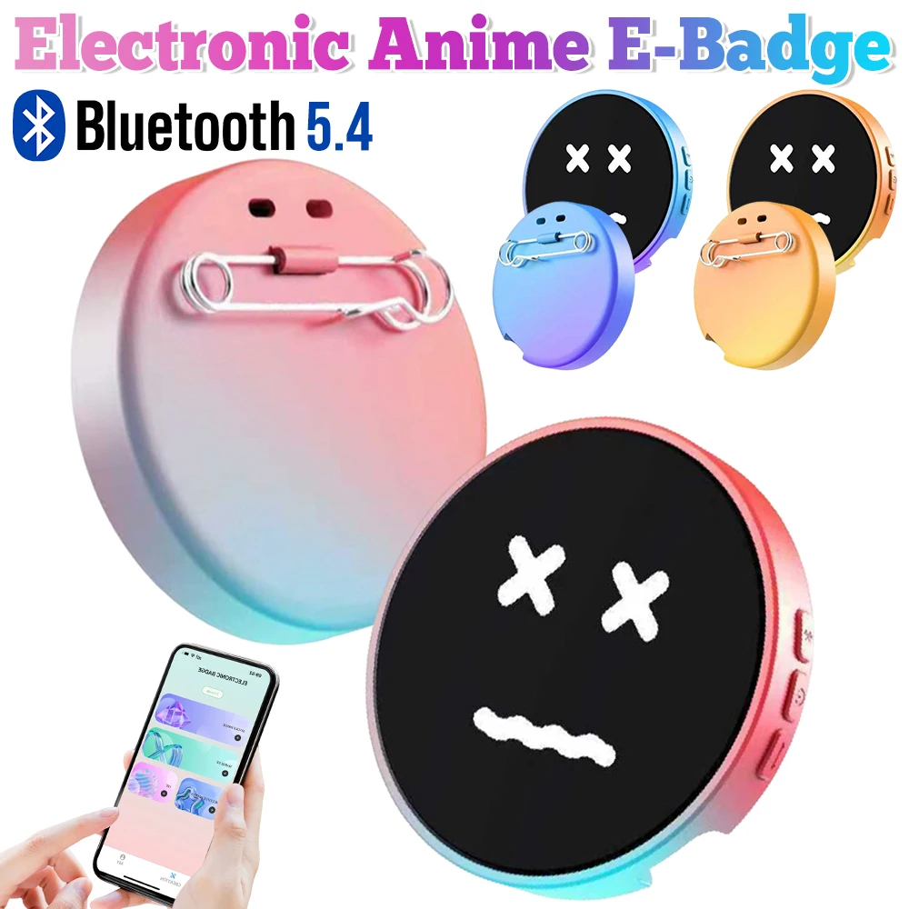

Anime E-Badge Dynamic Smart Touch Display Screen Pin Dynamic Electronic Badge Anime-style APP Bluetooth Connection Badge Gift