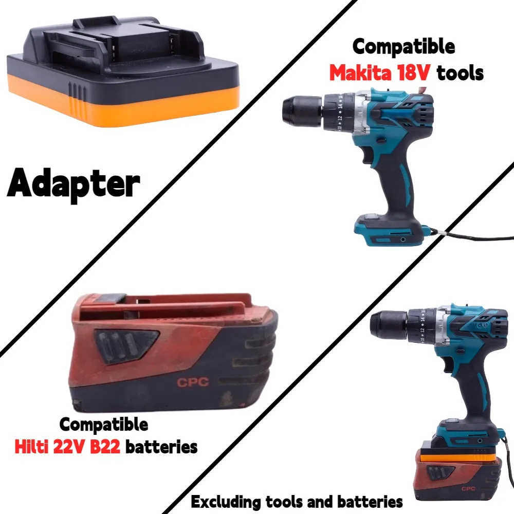 

For Hilti 22V B22 （B22-2.6 ,B22-4.0 ,B22-8.0）Li-ion Battery TO Makita 18V Cordless Drill Tools Adapter/Converter(Only Adapter)