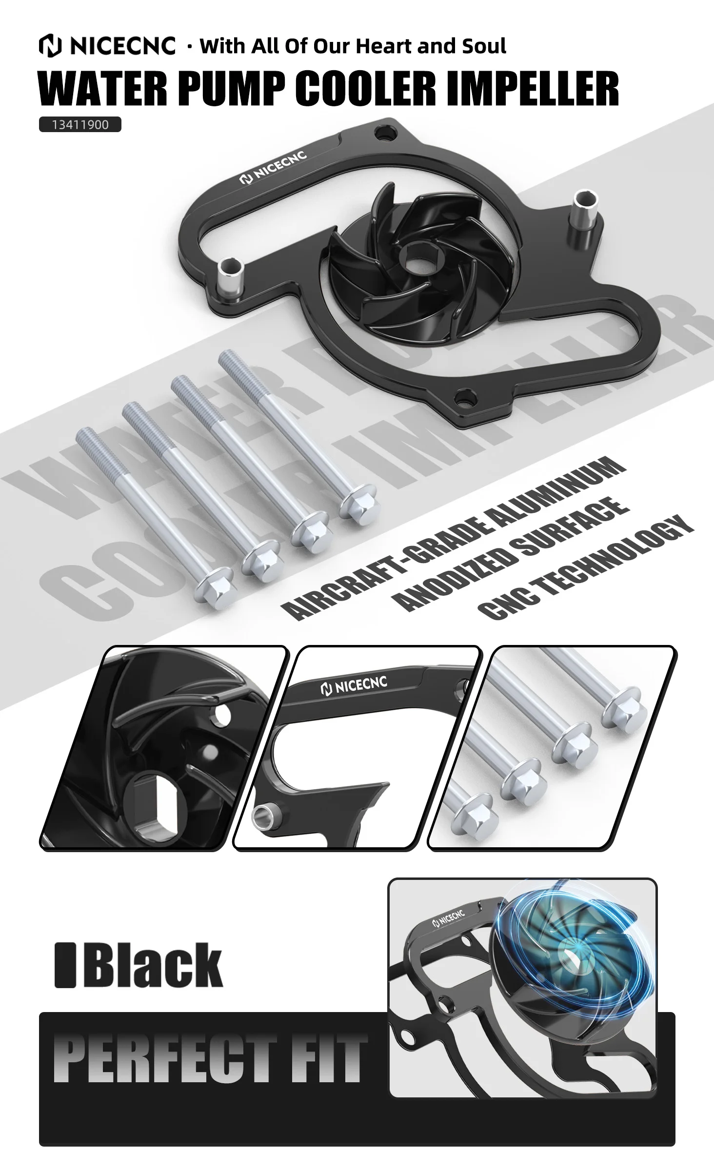 (EU-Lager) Für KTM LC8 950 990 Adventure Super Duke Supermoto SMT SMR Übergroßes Wasserpumpen-Laufrad-Abstandshalter-Kit – Detail 1