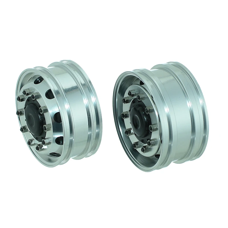 1 Pair Aluminum Alloy Front Later Wheels Hub Rim for 1/14 Tamiya RC Truck Trailer Tipper Scania 770S MAN Benz Actros 3363 Volvo