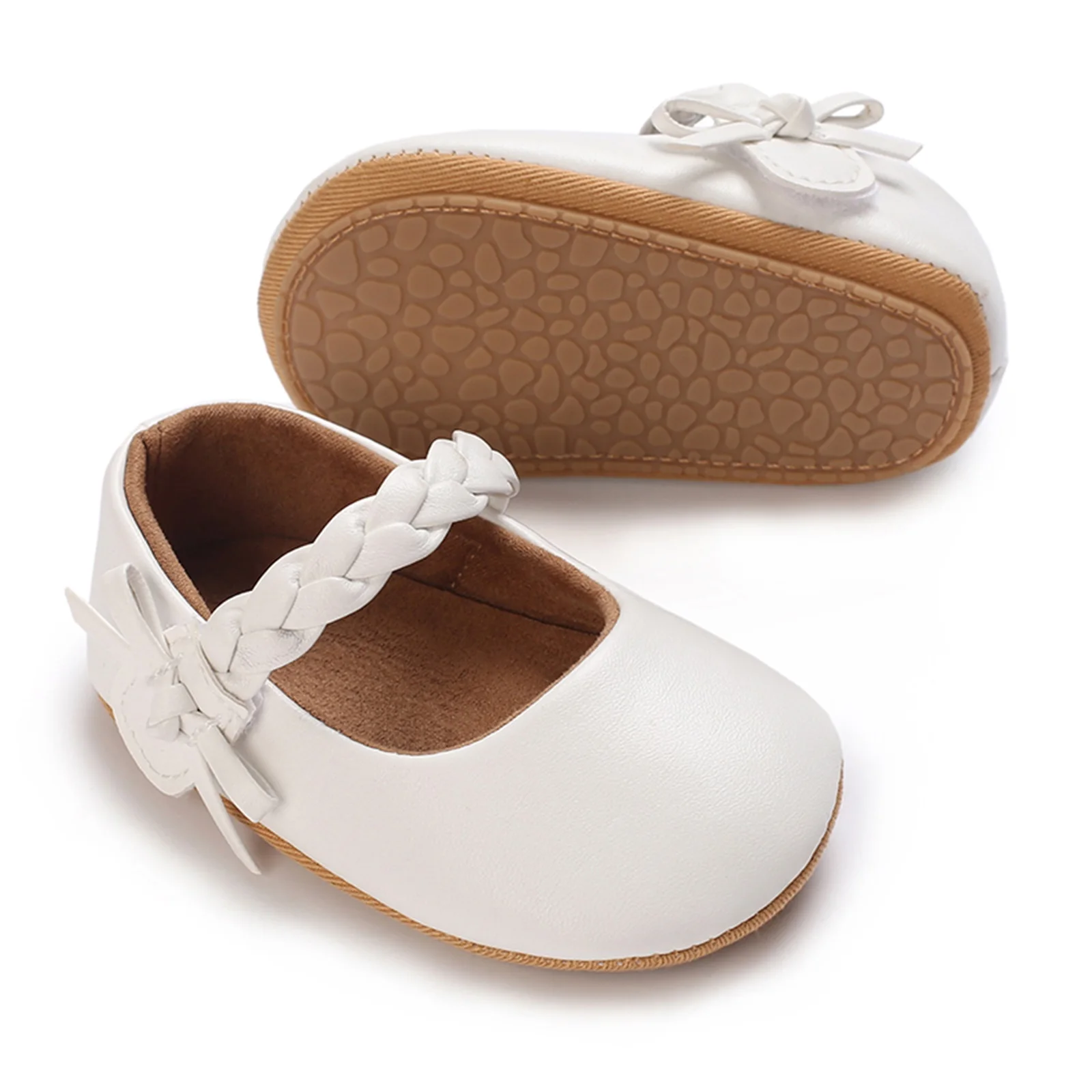 New Baby Girls Shoes Soft Sole PU Leather Bow Crib Shoes Non-Slip Flats Toddler Shoes 0-18 Months Hot Sale