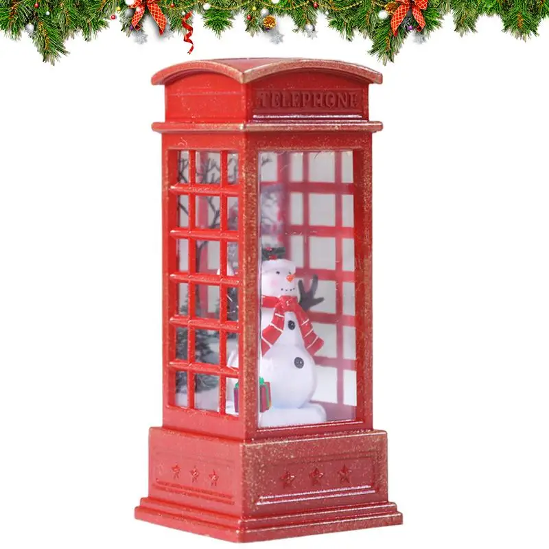 Telephone Booth Light Christmas Table Lamp Vintage London Telephone Booth Santa Claus Night Lamp For Table Desk Dormitory Decor