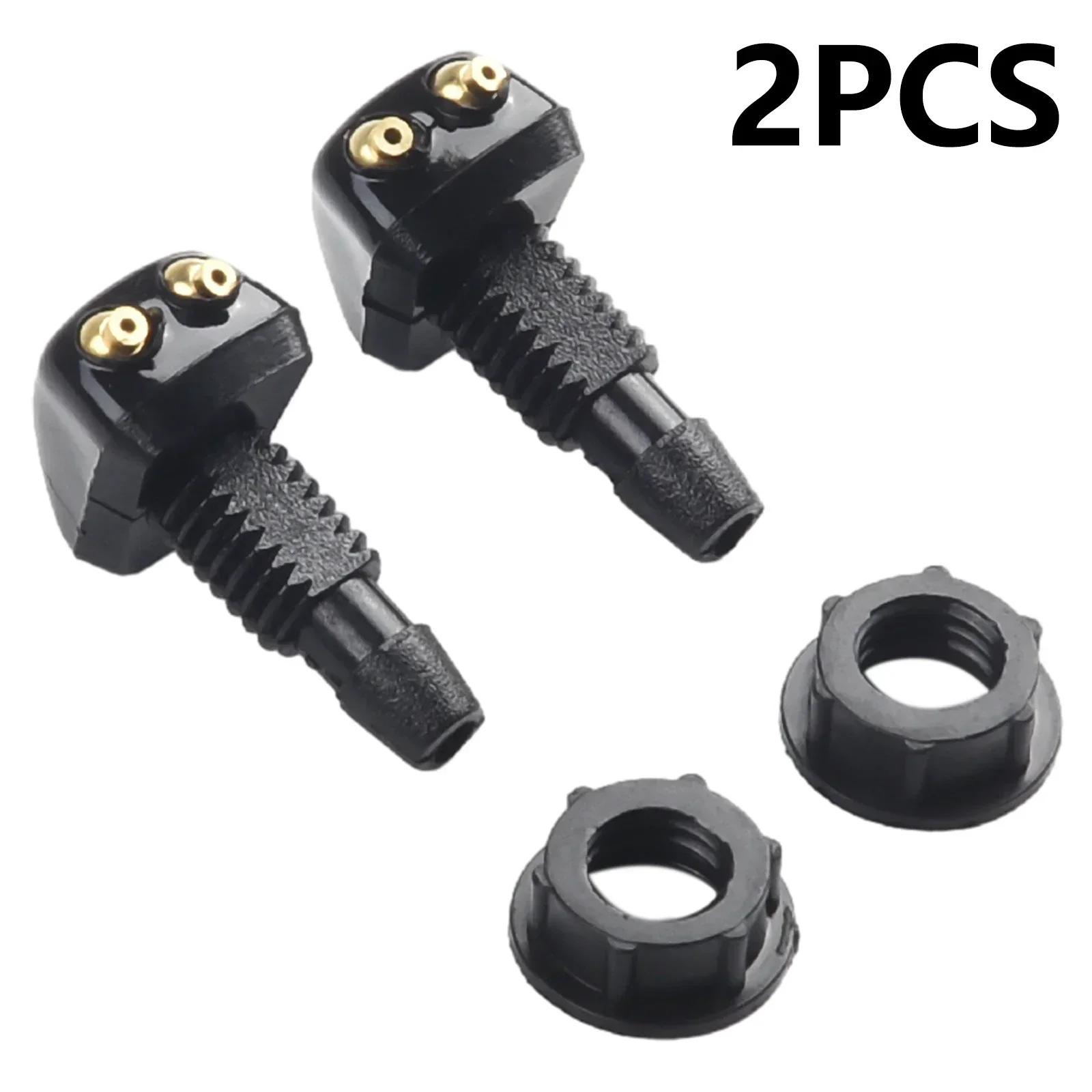 

Washer Jet Washer Wiper Nozzle Washer Sprayer Windshield 2PCS ABS Plastic Black Dual Holes Sprayer High Quality