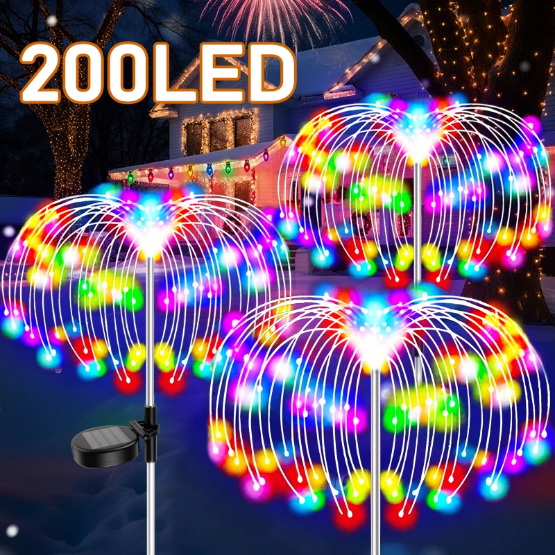 Outdoor LED Solar Patio Lights Waterproof Christmas Decor Firework Ground Socket Lights for Yard Garden Pathway Lawn Street 1PC image 2