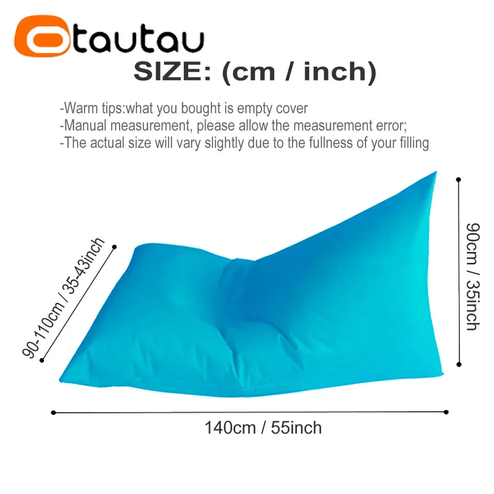 OTAUTAU Outdoor Bean Bag Pouf Cover No Filler Garden Beach Swimming Pool Puff Pillow Sac Camping Chaise Lounge Waterproof DD036