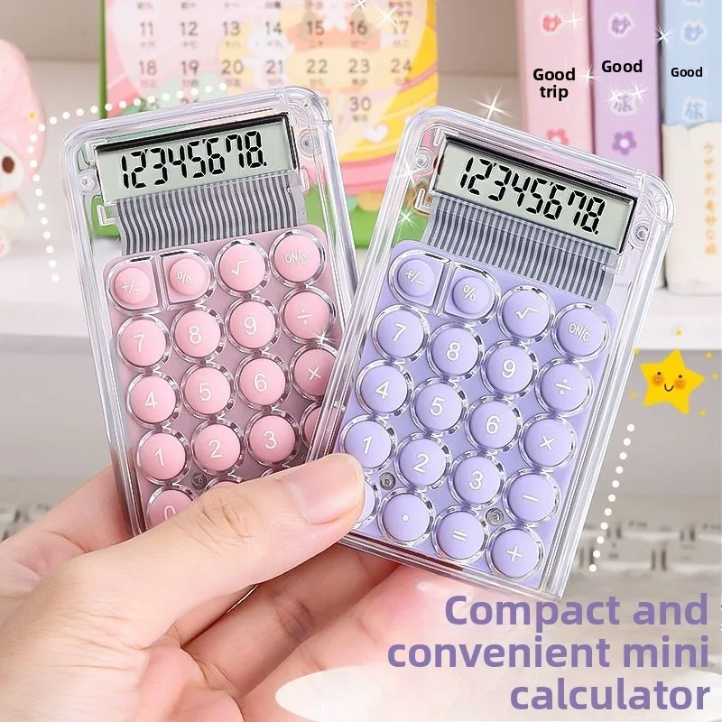 

Cute Cartoon Transparent Mini Calculator, High-value Portable Creative Stationery for Student School Office Supplies