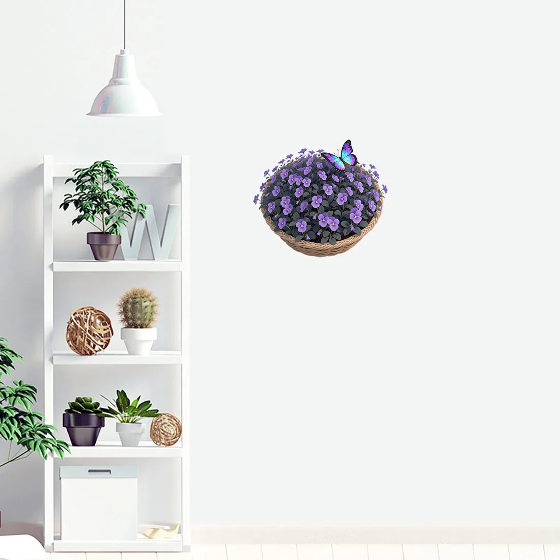Three Ratels CAB122 Rural style purple flower basket art wall sticker for home decoration wall sticker