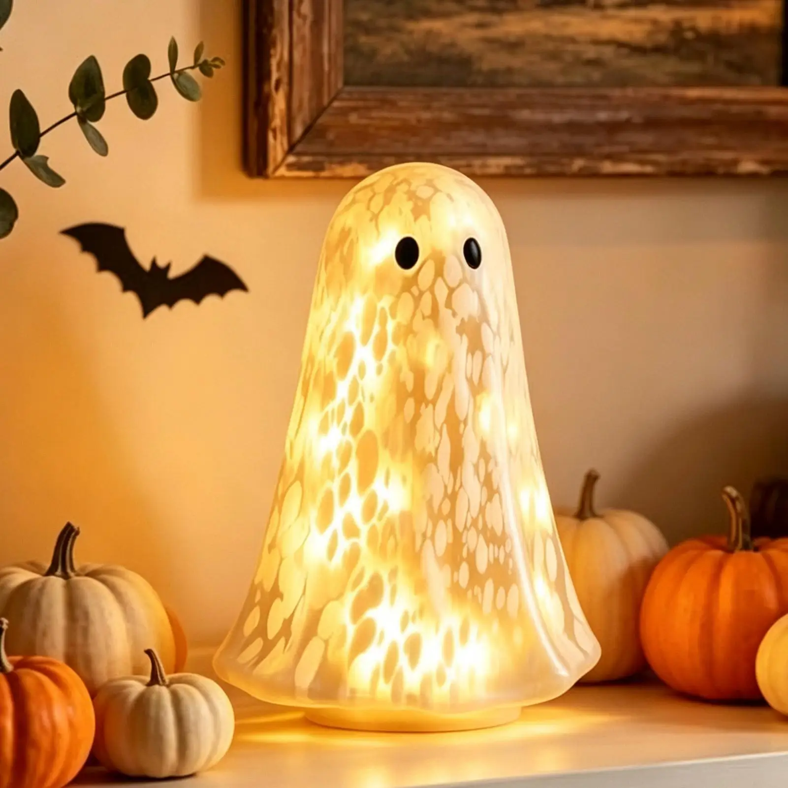 Halloween Light Up Ghost Decor Holiday Display Accent Centerpiece Halloween Light Up Confetti Ghost for Home Farmhouse Entrance