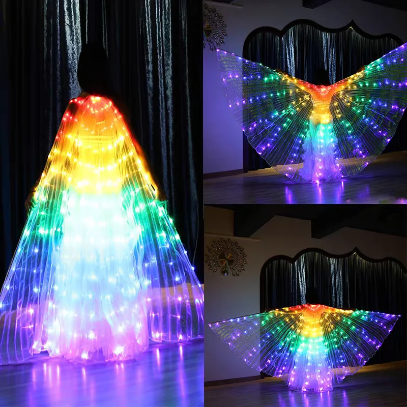 LED Wings Butterfly Neon Luminous Cloak Belly Dance Costume Stage Performance Prop For Dancers Shows view 4