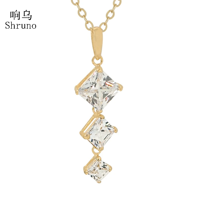 

Shruno Solid 18k Yellow/Rose/White gold Lab Grown Diamond Moissanite Pendant Pendant Women tassel pendant square simple Jewelry