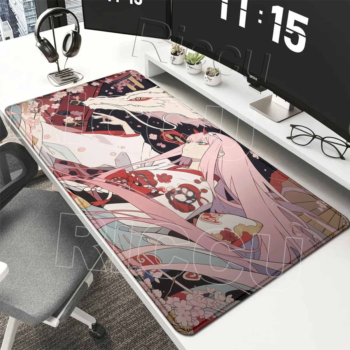 Zero Two Paattern Aesthetics Mauspads, rutschfeste Computer-HD-Druck-Gamer-Teppichzubehör, Darling In The FranXX 02 Gummipads