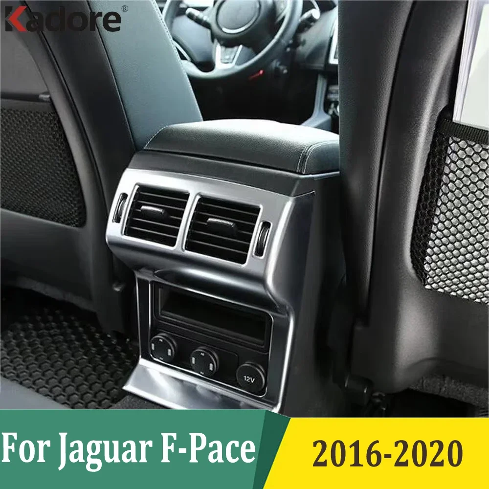 For Jaguar F-Pace 2016 2017 2018 2019 2020 Rear Air Vent Outlet Cover Sticker Armrest Box Storage Trim Car Interior Accessories