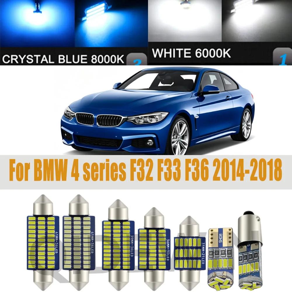6Pcs LED Bulb Interior Dome Map Light Kit For BMW 4 series F32 F33 F36 425 428 430 435 440 Coupe 2014 2015 2016 2017 2018