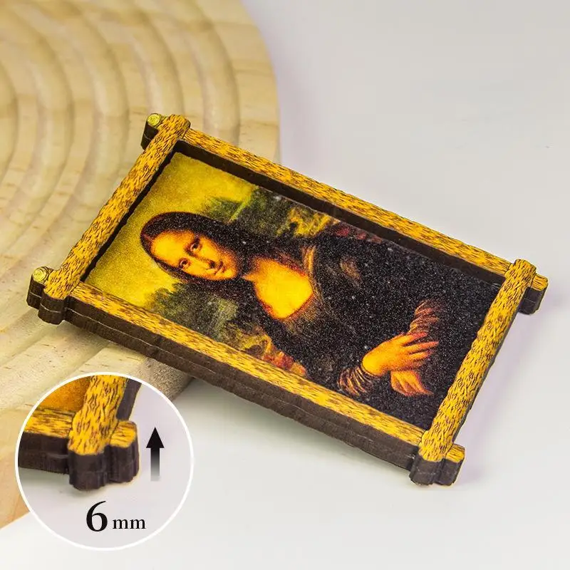 مغناطيس الثلاجة اللوحة العالمية الشهيرة، لوحة زيتية فان جوخ، مغناطيس الثلاجة اللوحة الزيتية الموناليزا الخشبية المغناطيسية #3