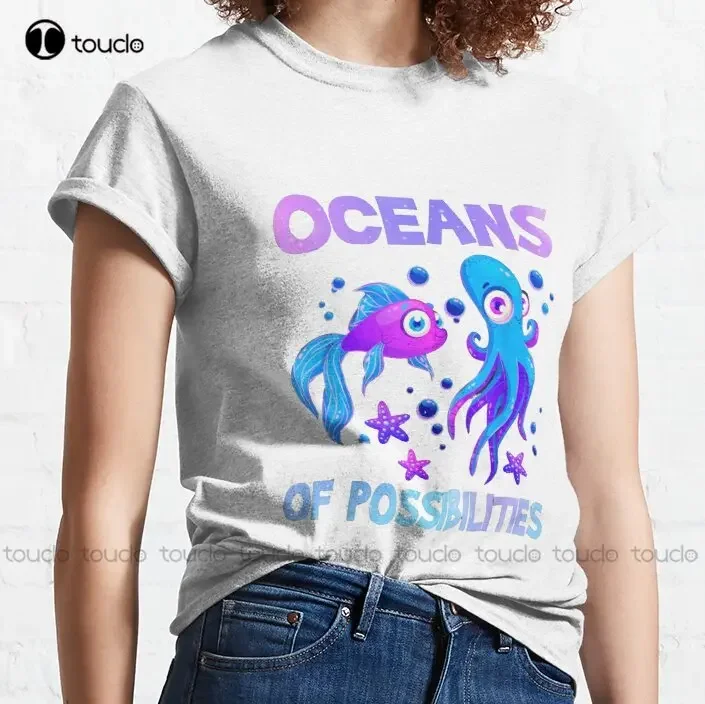 Oceans Of Possibilities Summer Reading Classic T-Shirt Women T Shirt Custom Aldult Teen Unisex Digital Printing Tee Shirts Retro