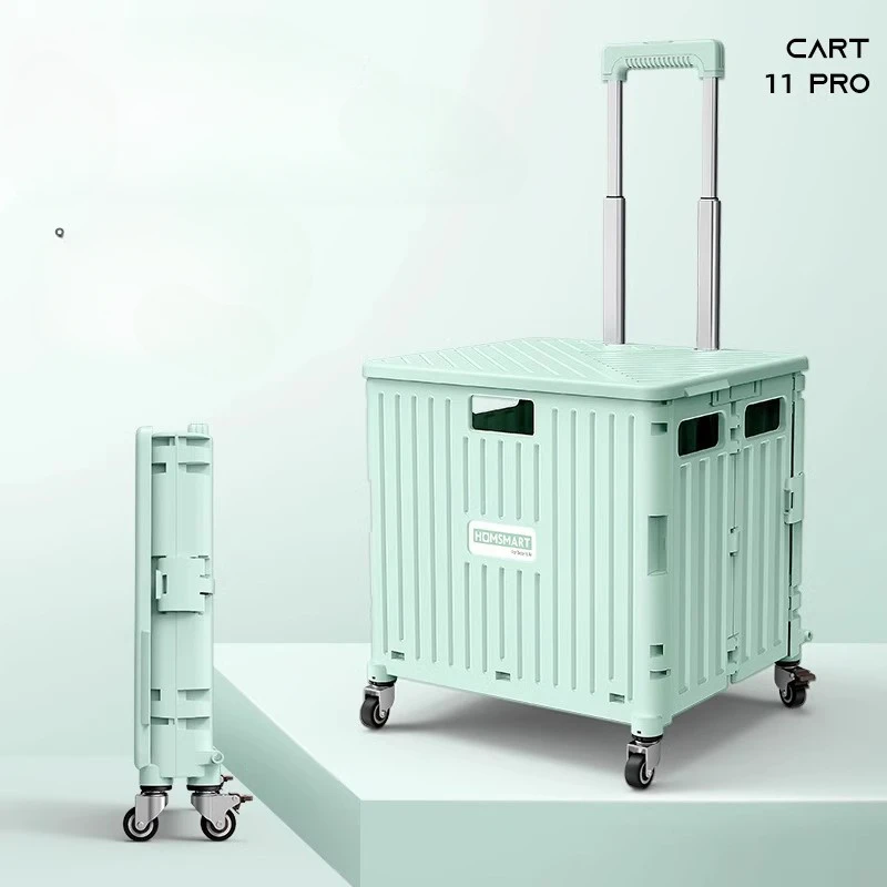 65L Folding Shopping Cart Lightweight Trolley Storage 카트 with 4 /8 Wheels for Climbing Stairs Home Hand Pull Portable 접이식카트