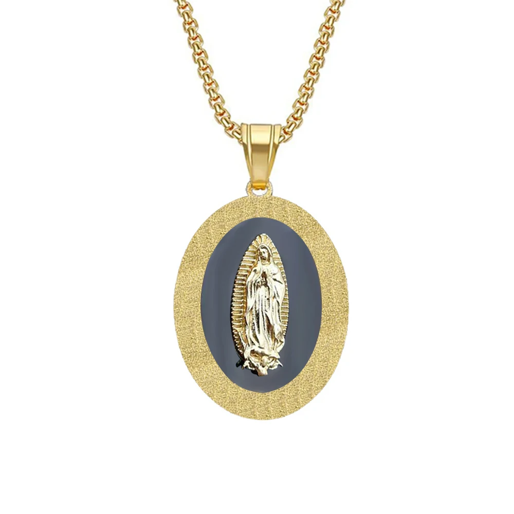 Mode Christian Jungfrau Maria Anhänger Weibliche Gold Farbe Edelstahl Madonna Halskette Für Frauen Religiöse Schmuck Geschenk